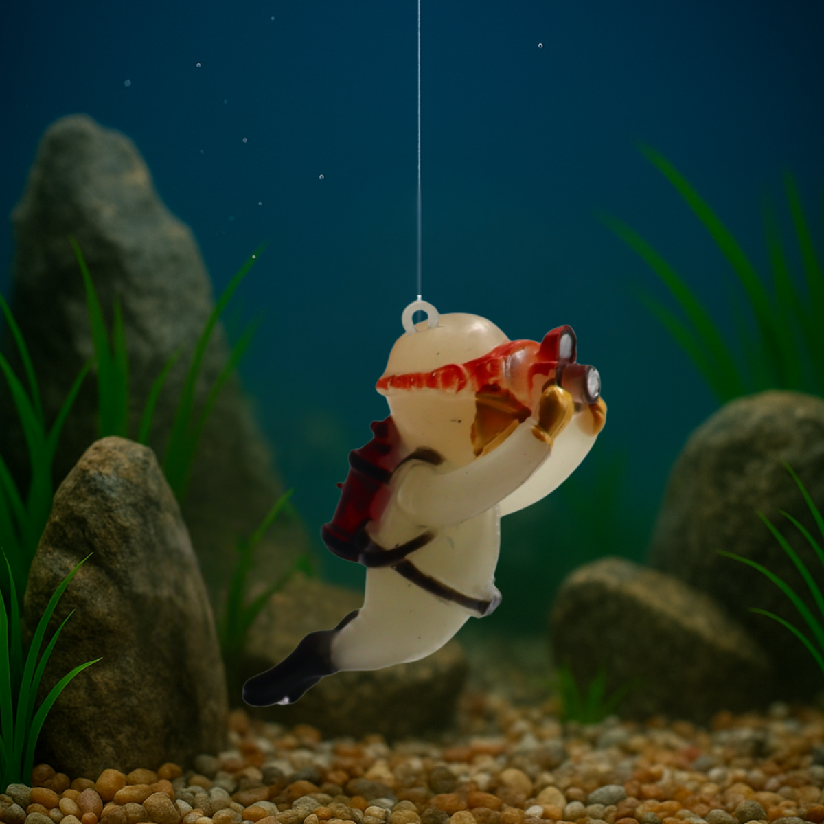 ENFEITE MERGULHADOR FLUTUANTE FOTÓGRAFO BEGE SKRw