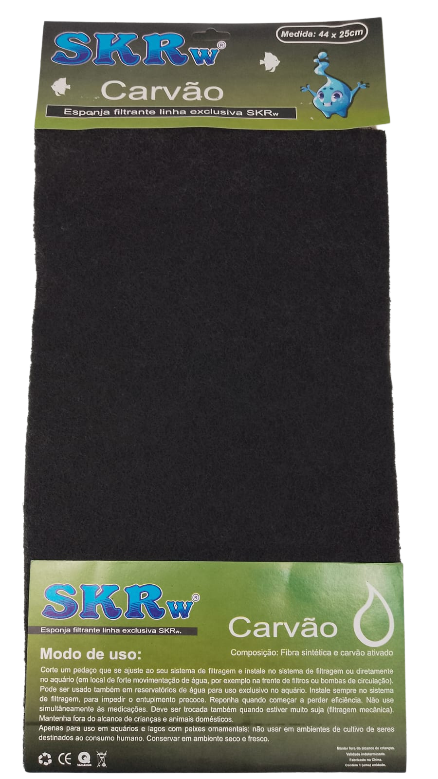 SKRw ESPONJA FILTRANTE CARVAO ATIVADO 44X25CM