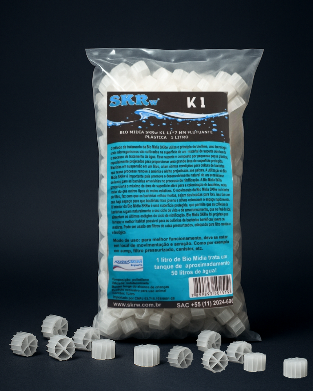 MÍDIA K1 FILTRAGEM BIOLÓGICA 11*7 MM 1L SKRw