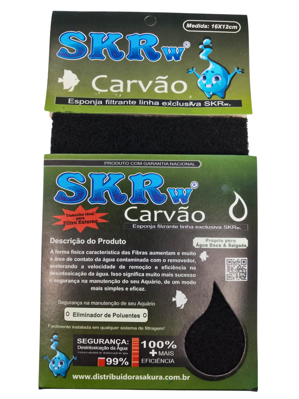 ESPONJA SKRw FILTRANTE CARVAO ATIVADO 16X12CM