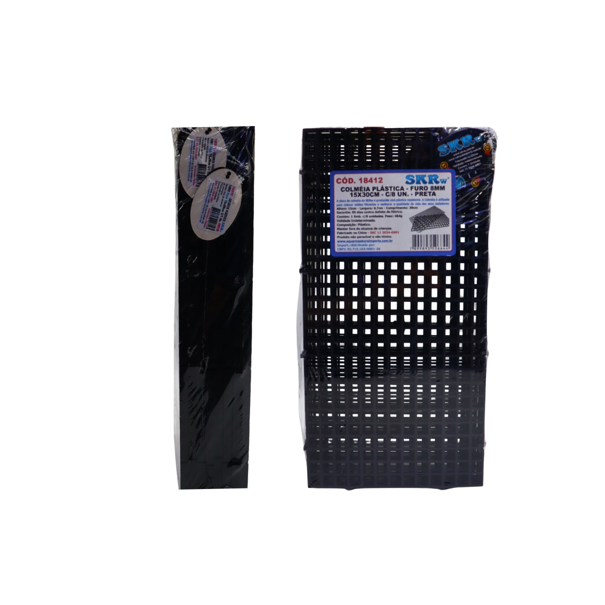 COLMEIA PLASTICA FURO 15MM 15X30CM C/ 8 PRETA SKRw