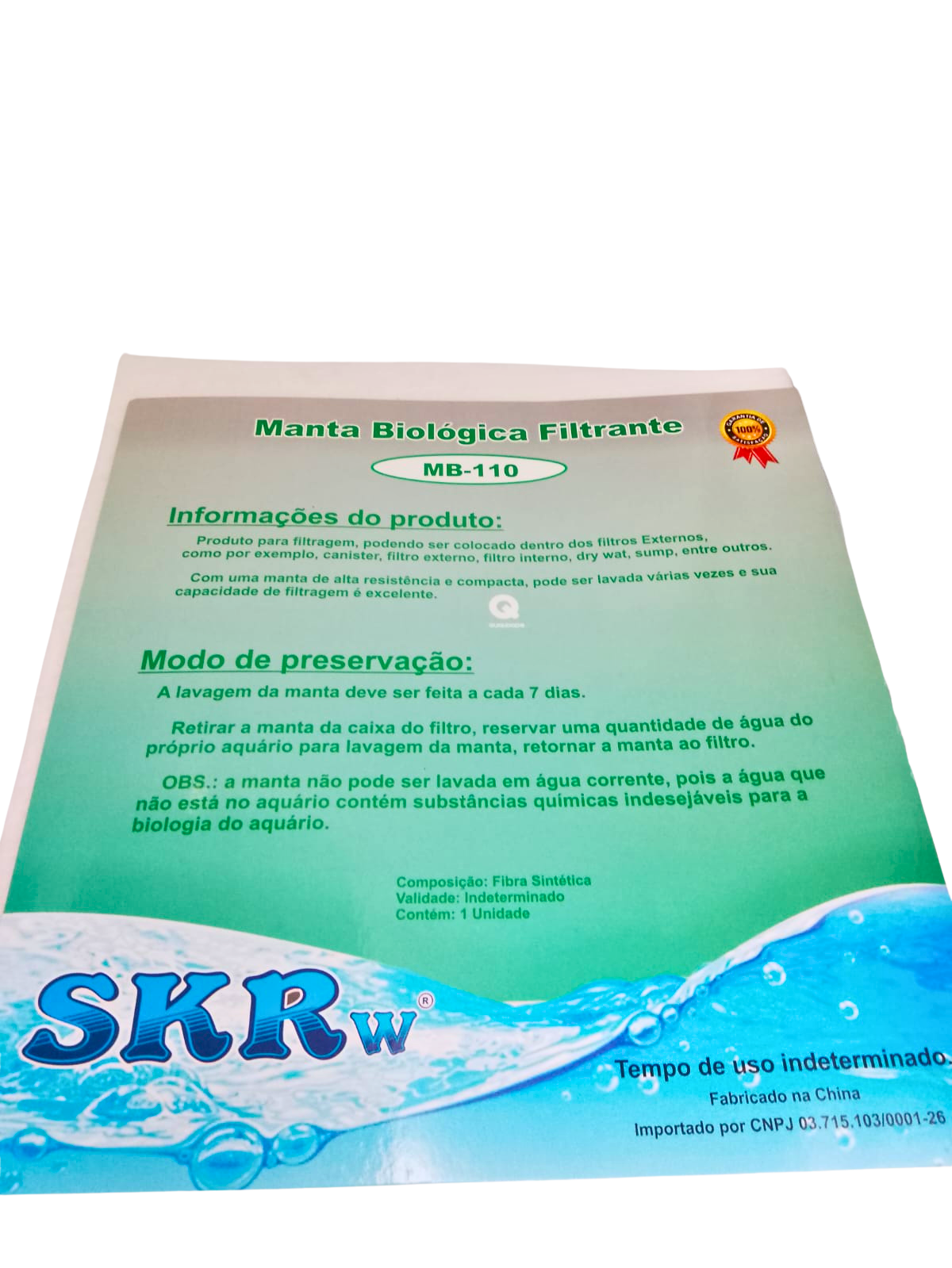 MANTA BIOLOGICA BRANCA SKRw 25X29X0.5 cm