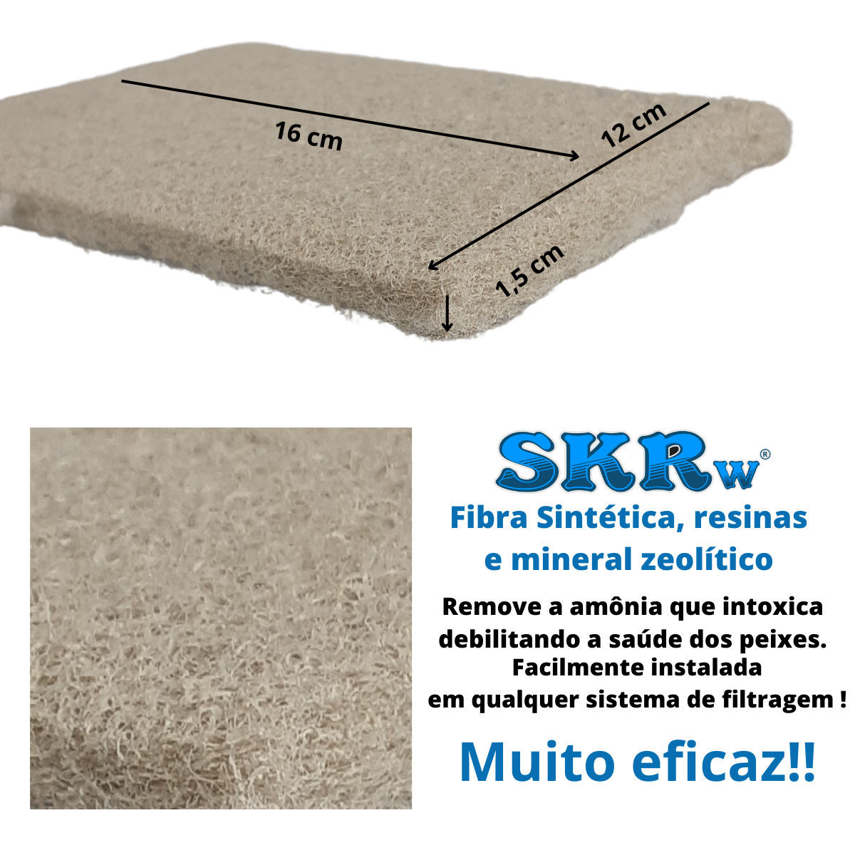 ESPONJA FILTRANTE SKRw REMOVE AMONIA 16X12CM