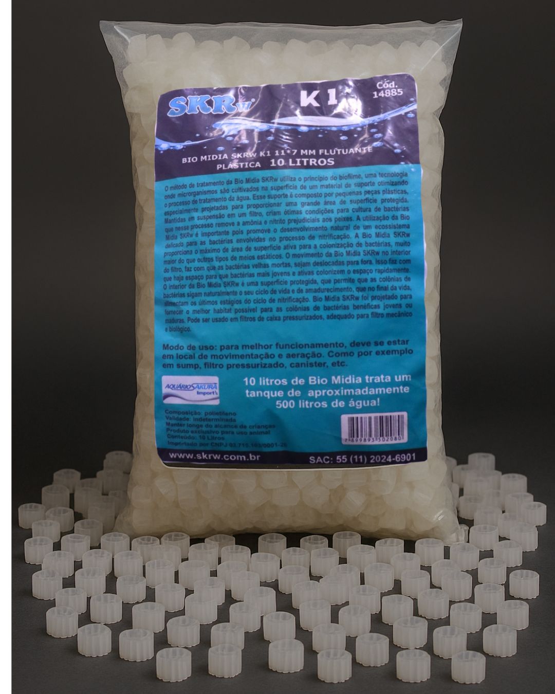 MÍDIA K1 FILTRAGEM BIOLÓGICA 11*7 MM 10L SKRw