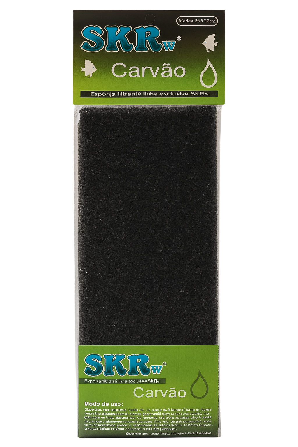 ESPONJA FILTRANTE SKRw CARVAO ATIVADO 33X12CM