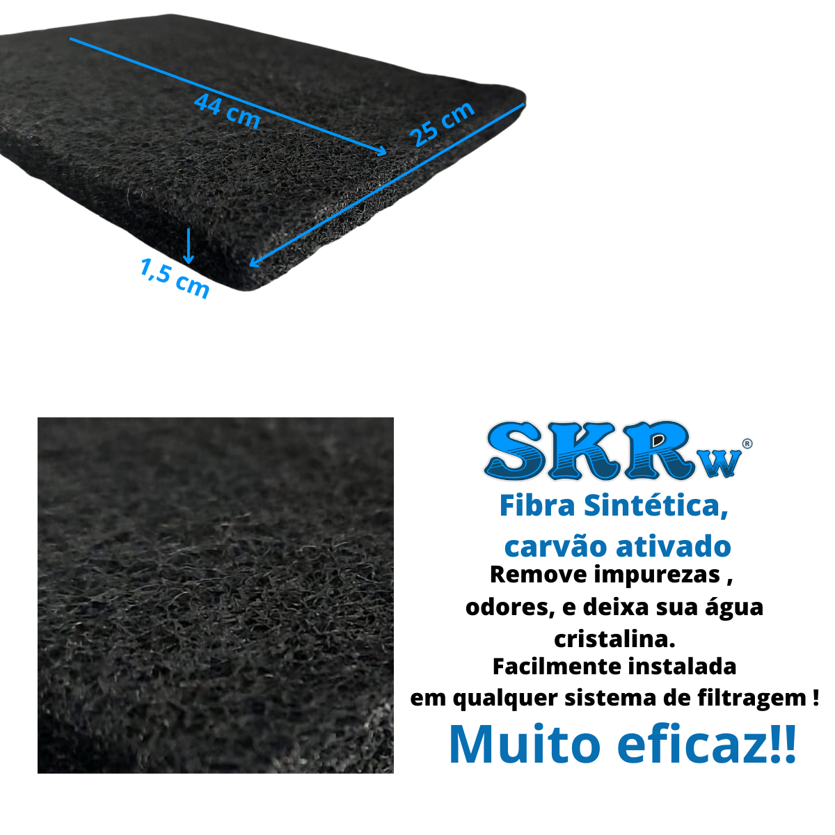 SKRw ESPONJA FILTRANTE CARVAO ATIVADO 44X25CM