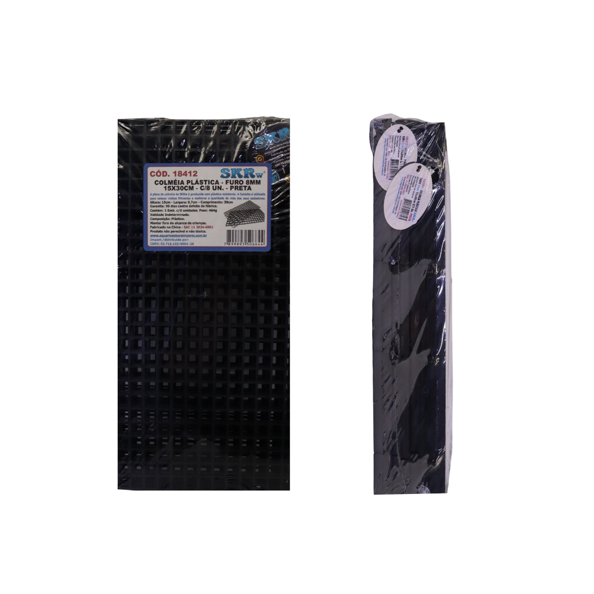 COLMEIA PLASTICA FURO 8MM 15X30CM C/ 8 PRETA SKRw