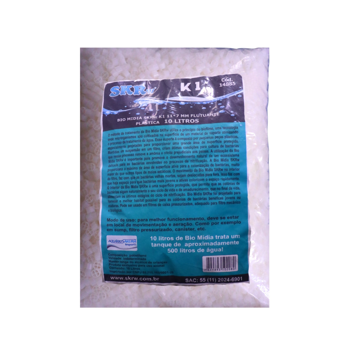 MÍDIA K1 FILTRAGEM BIOLÓGICA 11*7 MM 10L SKRw