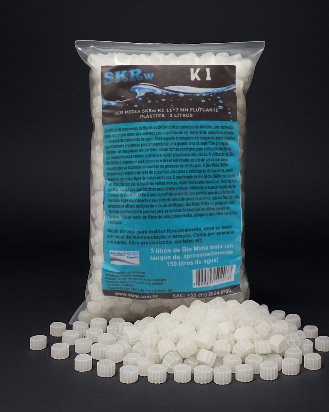 MÍDIA K1 FILTRAGEM BIOLÓGICA 11*7 MM 3L SKRw