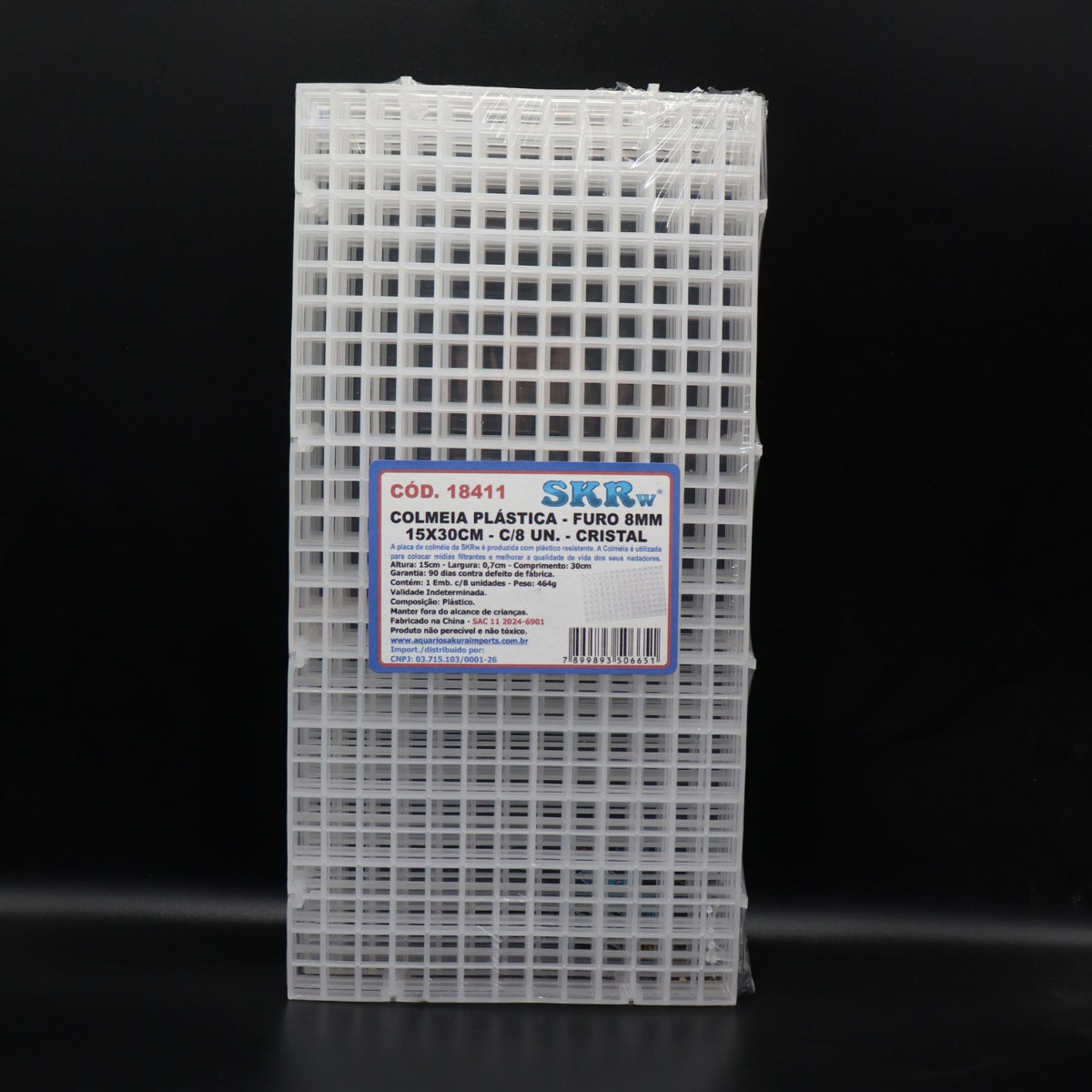 COLMEIA PLASTICA FURO  8MM 15X30CM C/ 8 CRIST SKRw