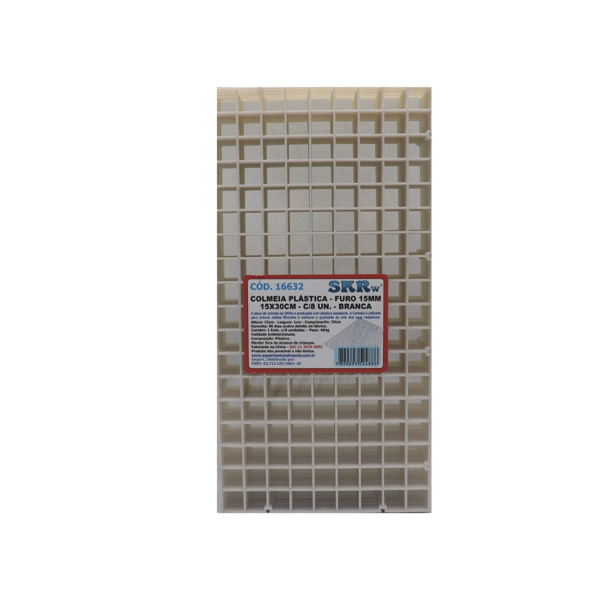 COLMEIA PLASTICA FURO 15MM 15X30CM C/ 8 BRANC SKRw