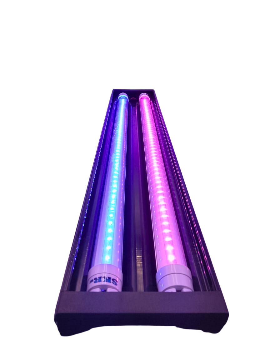 Luminária SKRw com 2 lampadas - azul + rosa 70-85cm