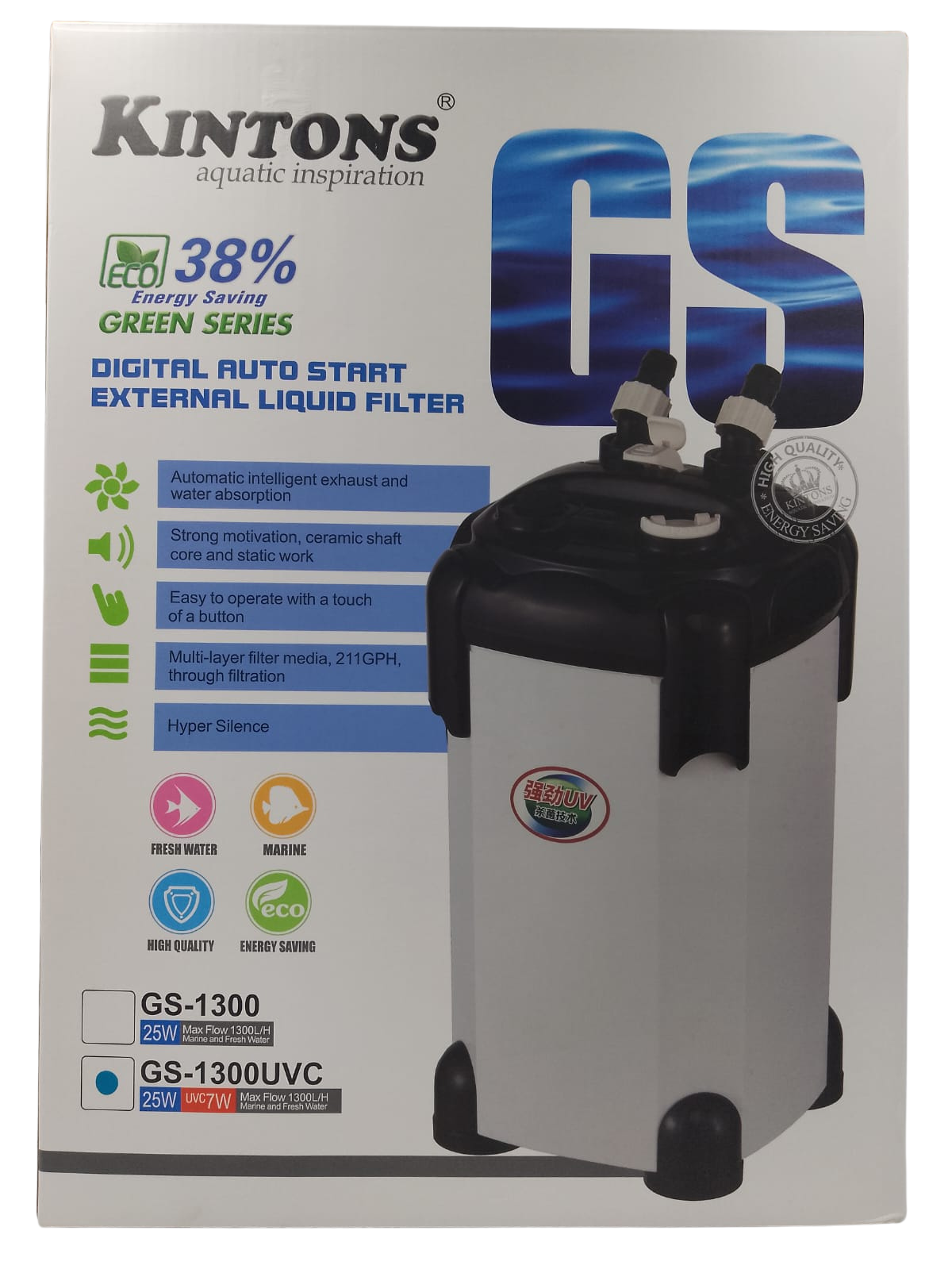 FILTRO EXTERNO CANISTER  -  KINTONS GS-1300 COM UVC 110V