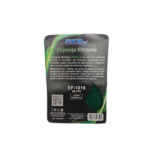 ESPONJA BIOLOICA SKRw  90X30X2 50PPI VERDE