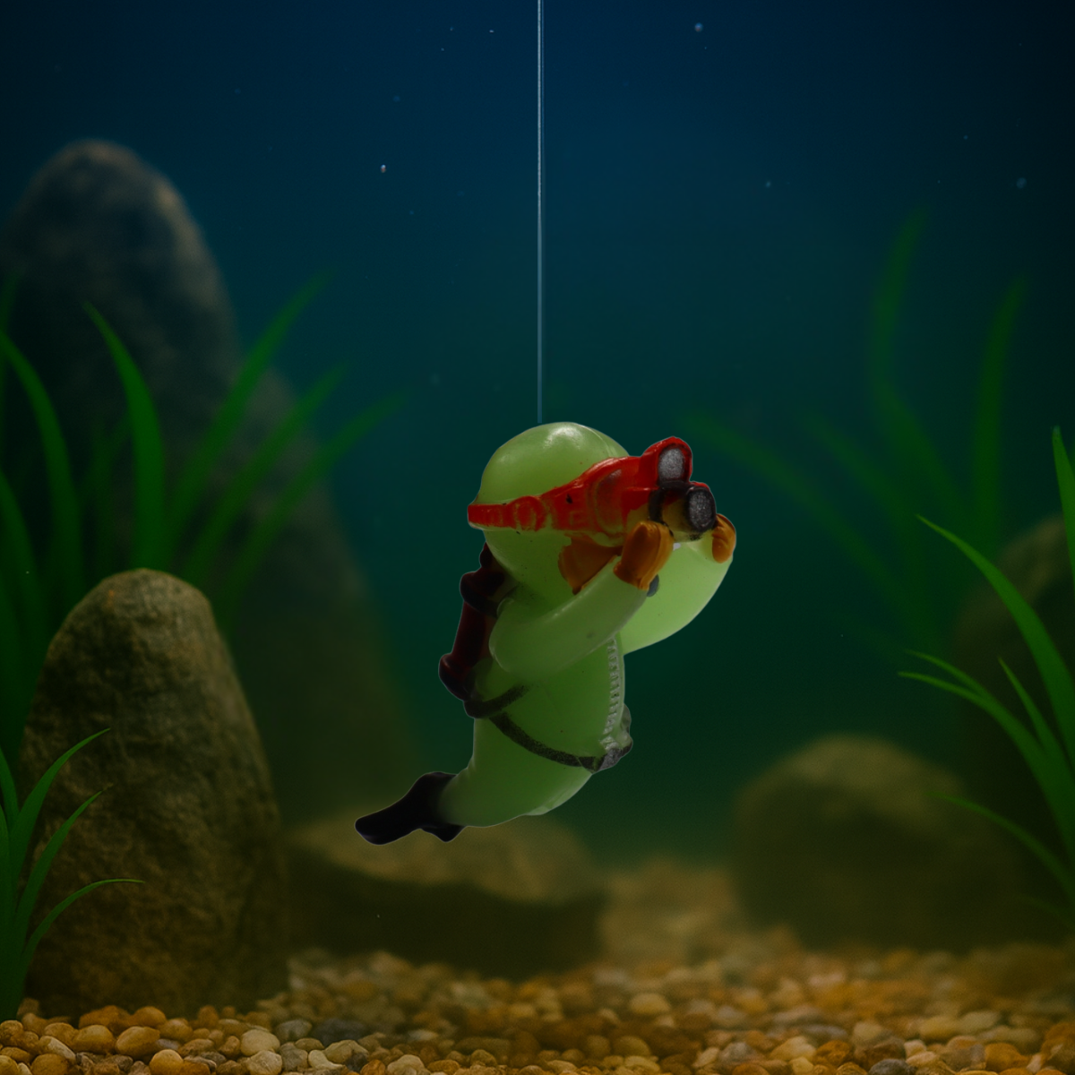 ENFEITE MERGULHADOR FLUTUANTE FOTÓGRAFO VERDE CLARO SKRw