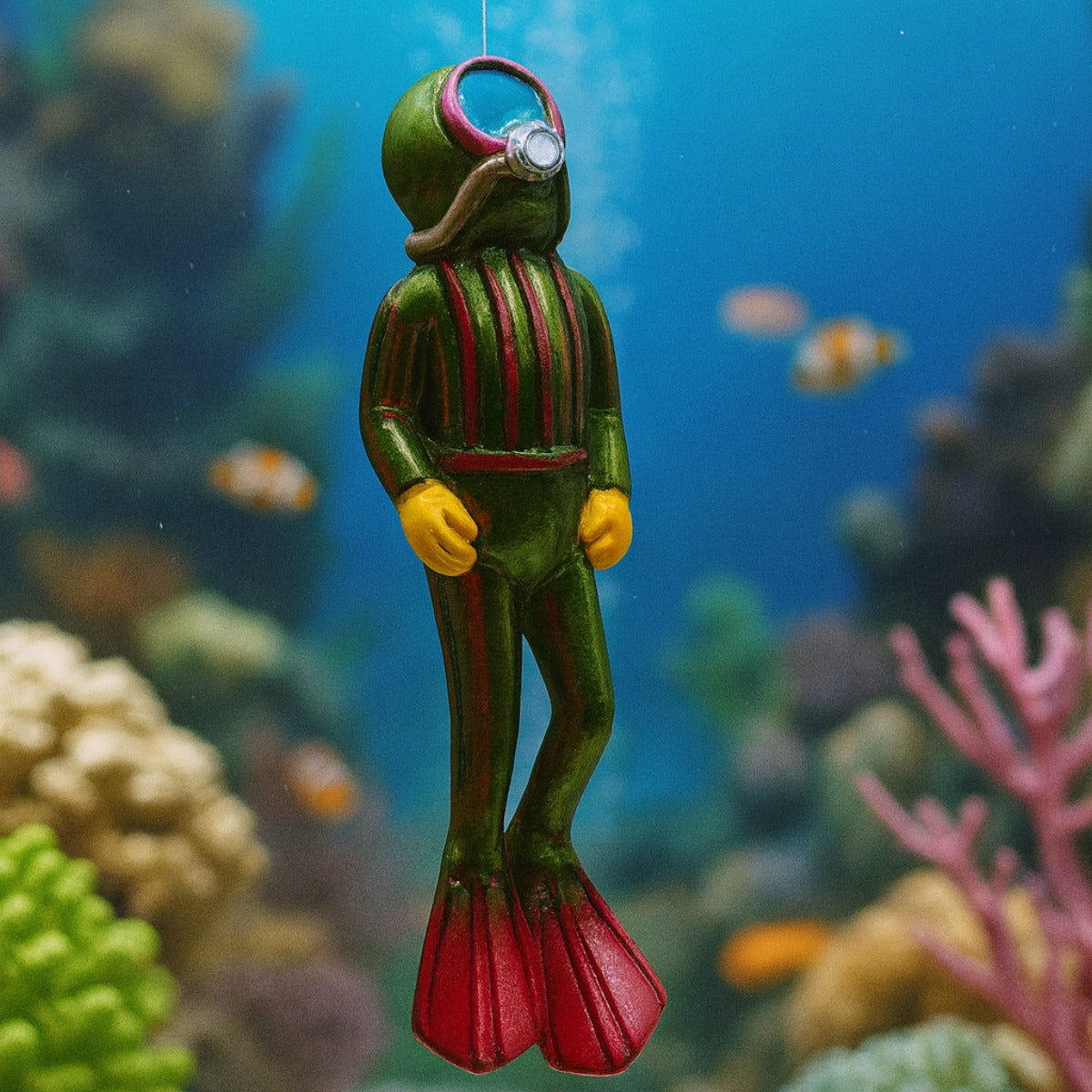 ENFEITE MERGULHADOR FLUTUANTE PROFISSIONAL VERDE SKRw